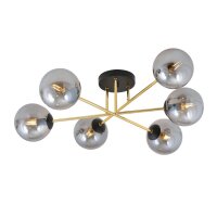 Plafonnier salon 75 cm 6x E14 verre métal