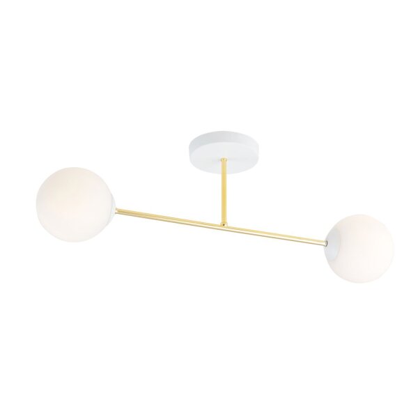Plafonnier blanc or 2 flammes 55 cm E14 ANNETTA