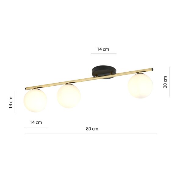 Plafonnier 80 cm de long Sphère Abats Verre Métal