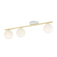 Lampe de plafond blanc or 80 cm verre métal...