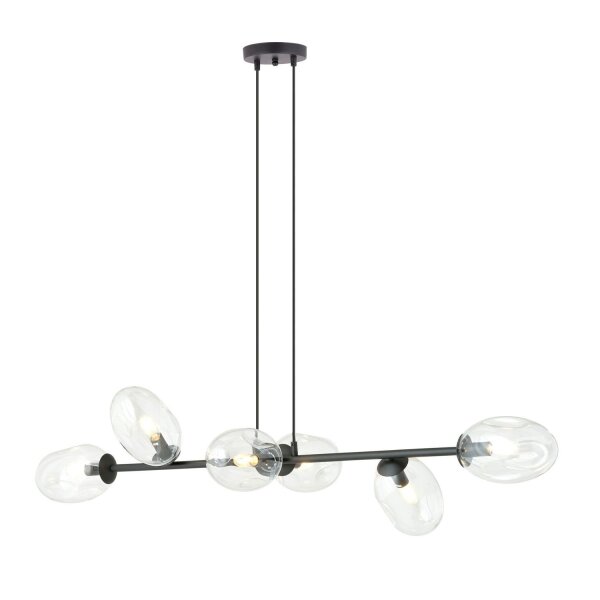 Suspension noir clair 6 flammes 120 cm de long