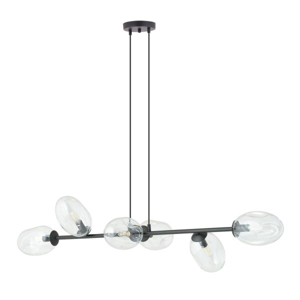 Suspension noir clair 6 flammes 120 cm de long