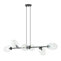 Suspension noir clair 6 flammes 120 cm de long