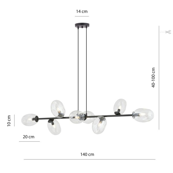 Lampe à suspendre réglable verre métal 140 cm de large grande