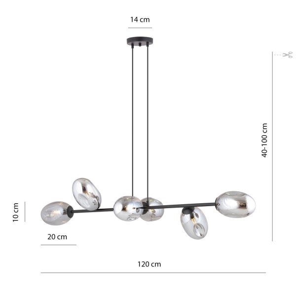 Lampe à suspendre verre fumé réglable 120 cm de long