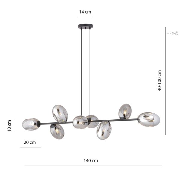 Grande lampe à suspendre 140 cm de long réglable en hauteur E14