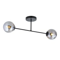 Plafonnier Verre M&eacute;tal Gris Noir 55 cm 2x E14
