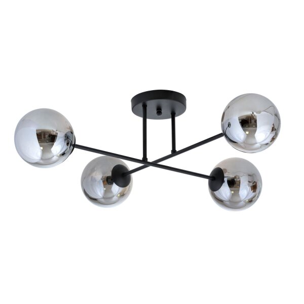 Plafonnier Boule Abat-jour 4x E14 Gris Noir
