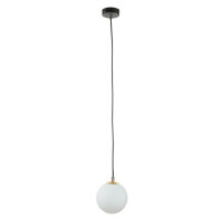 Suspension Abat-jour sphérique Noir Blanc Or E14