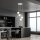 Suspension verre métal 4x E14 blanc or ajustable