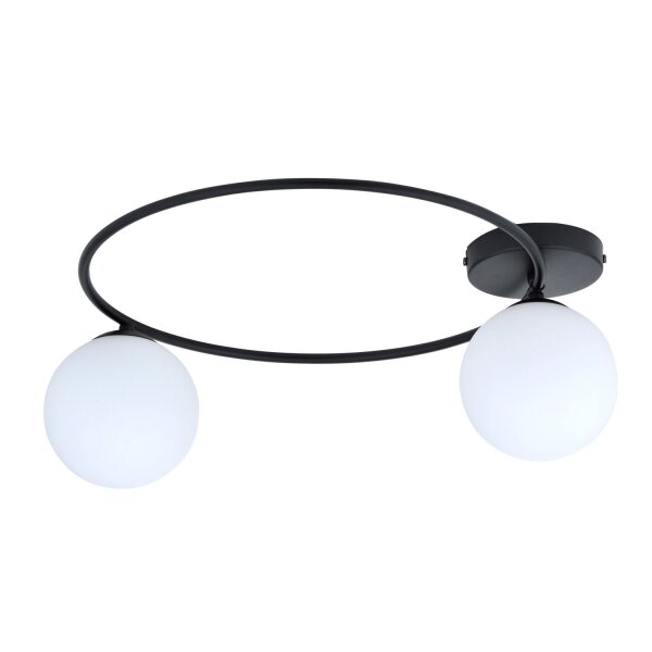 Plafonnier noir blanc E14 Ø 47 cm faible éblouissement