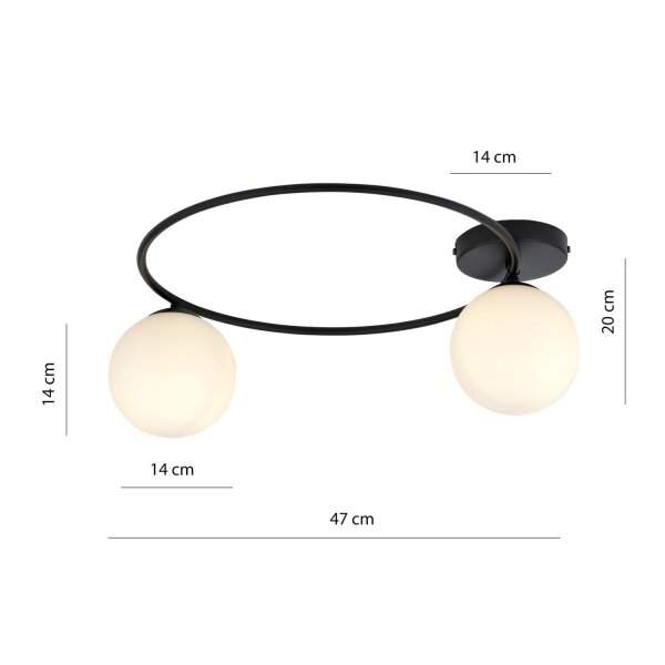 Plafonnier noir blanc E14 Ø 47 cm faible éblouissement