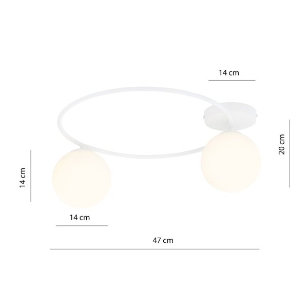 Plafonnier blanc Verre Métal Abat-jour sphérique Ø 47 cm