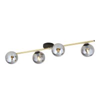 Plafonnier 100 cm de long verre fumé métal...