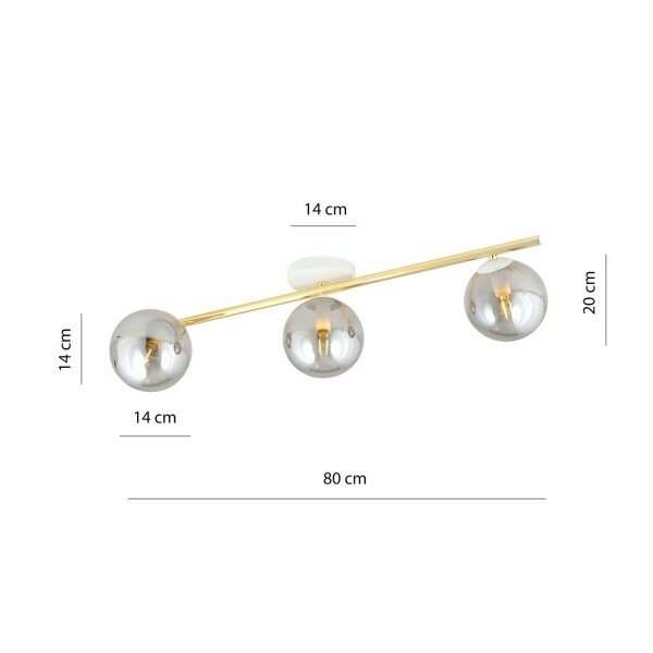Plafonnier Boule Abat-jour Verre fumé Métal LUISELLA