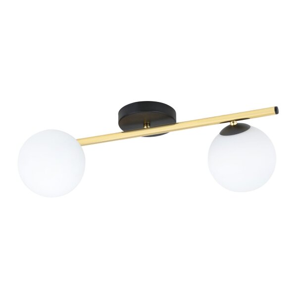 Plafonnier noir blanc or à faible éblouissement 55 cm de long E14