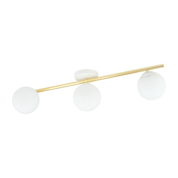Plafonnier blanc or 80 cm 3 flammes LUISELLA