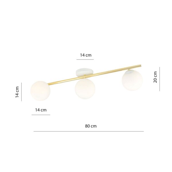 Plafonnier blanc or 80 cm 3 flammes LUISELLA