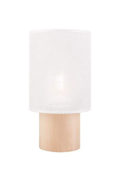 Lampe de table confortable 30 cm E27 Blanc Tissu Bois Moderne