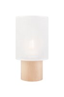 Lampe de table confortable 30 cm E27 Blanc Tissu Bois...