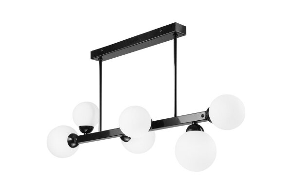 Plafonnier noir blanc 82 cm de long verre métal
