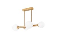 Plafonnier or blanc 62 cm de long 4-flamme G9 verre...