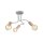 Plafonnier m&eacute;tal bois L : 40 cm Gris 3 feux E27 R&eacute;tro