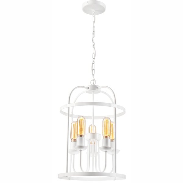 Suspension Blanc 5 flammes E27 Métal Rustique Ø 35,5 cm