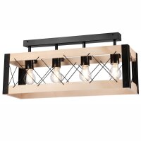 Plafonnier Bois M&eacute;tal Rustique 63 cm de long Noir...
