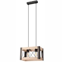 Suspension bois métal ajustable 2 flammes E27...