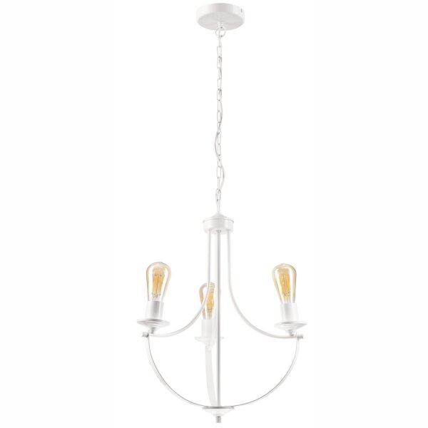 Lustre blanc 3 flammes E27 Ø 42 cm Métal Rustique