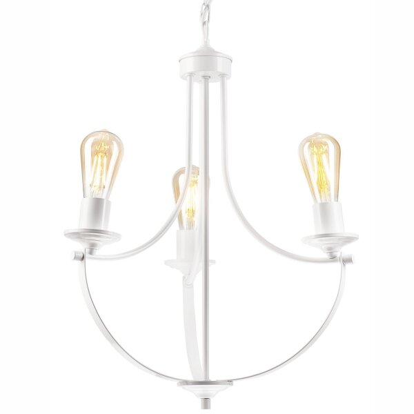 Lustre blanc 3 flammes E27 Ø 42 cm Métal Rustique