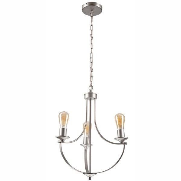 Lustre Métal Rustique Ø 42 cm 3 branches E27 en argent
