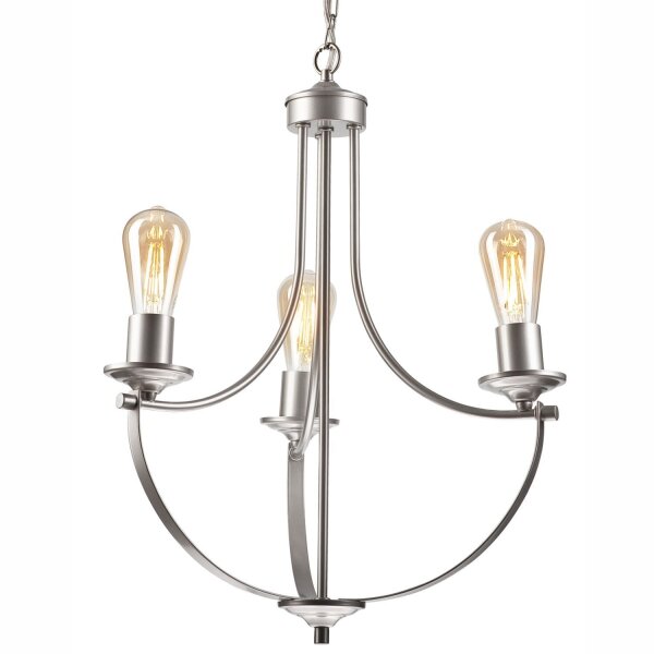 Lustre Métal Rustique Ø 42 cm 3 branches E27 en argent