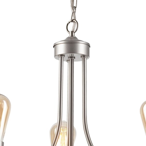 Lustre Métal Rustique Ø 42 cm 3 branches E27 en argent