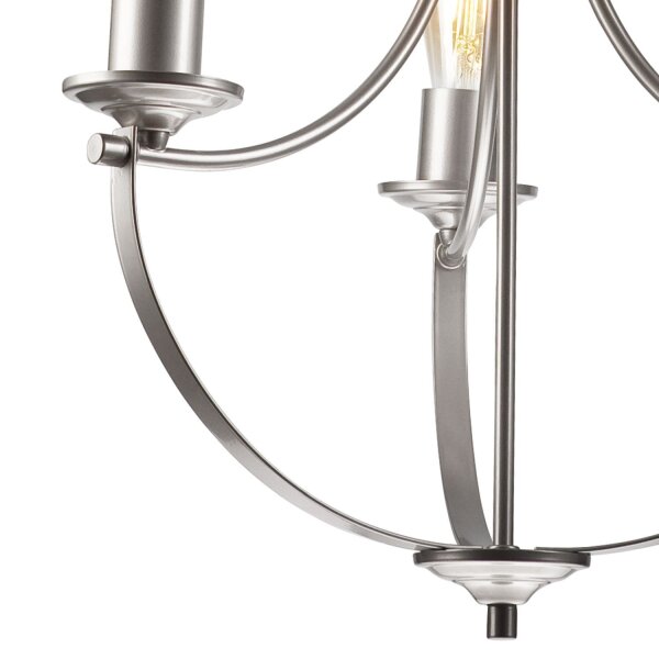 Lustre Métal Rustique Ø 42 cm 3 branches E27 en argent