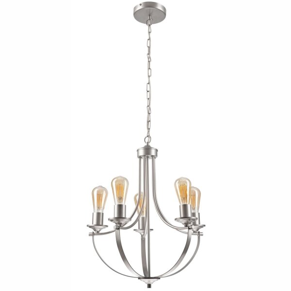 Lustre métal argenté 5 flammes E27 Ø 45 cm Rustique