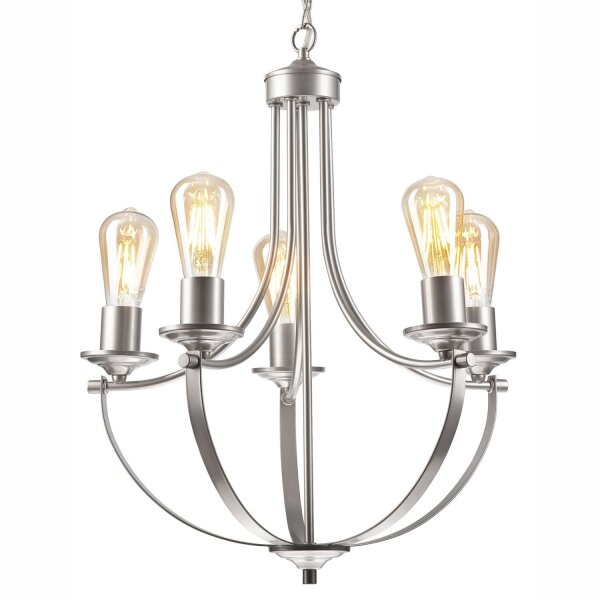 Lustre métal argenté 5 flammes E27 Ø 45 cm Rustique