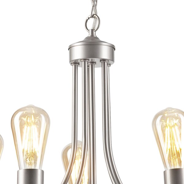 Lustre métal argenté 5 flammes E27 Ø 45 cm Rustique