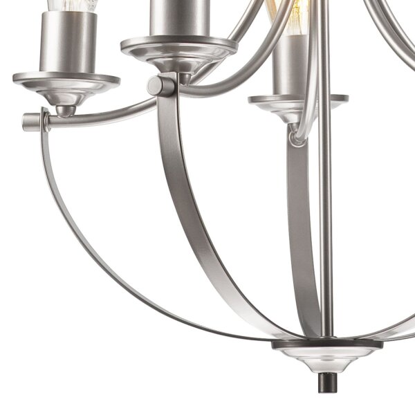 Lustre métal argenté 5 flammes E27 Ø 45 cm Rustique