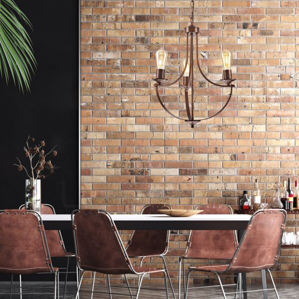 Lustre Métal Rustique Ø 42 cm 3 branches E27 Marron
