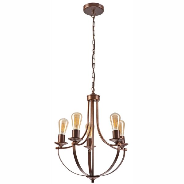 Lustre Rustique Métal Ø 45 cm 5-flamme E27 Marron