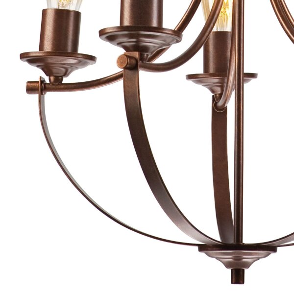 Lustre Rustique Métal Ø 45 cm 5-flamme E27 Marron