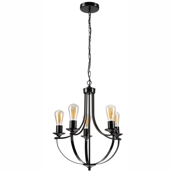 Lustre Métal Noir Ø 45 cm 3-flammes E27 Rustique