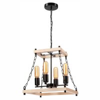 Suspension bois métal L : 37 cm Rustique 4 flammes...