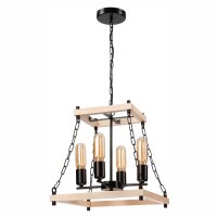 Suspension bois métal L : 37 cm Rustique 4 flammes...