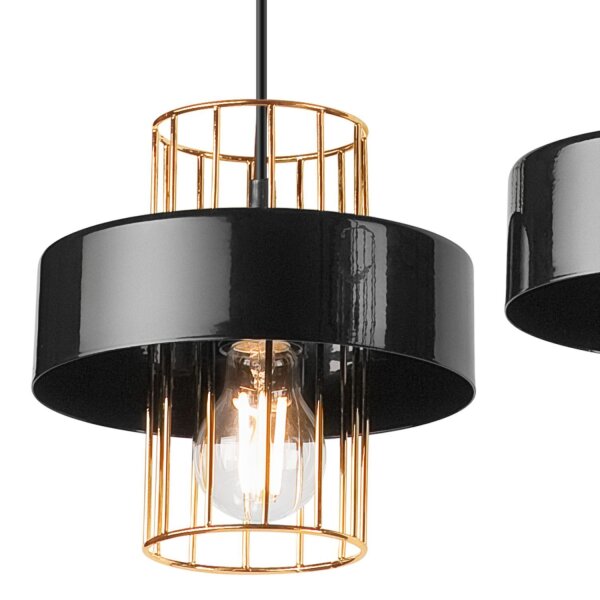 Suspension Noir Or L : 40 cm Métal 2 flammes E27