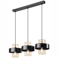 Lampe &agrave; suspendre noir or 3 flammes E27 L : 60 cm...