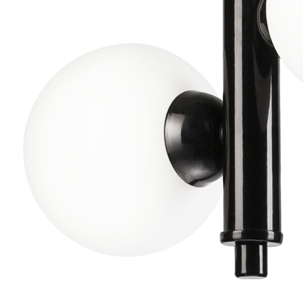 Lampe à suspendre métal verre noir blanc 2x E27 Abat-jour sphérique