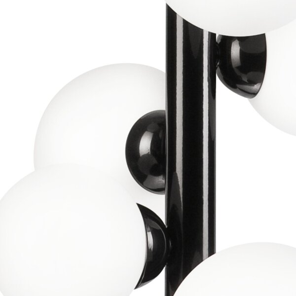 Lampe à suspendre verre métal noir blanc 6 flammes E27 Moderne